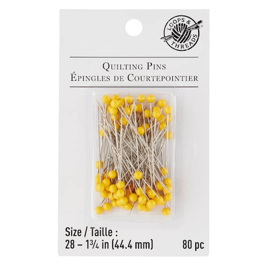 12 Packs: 80 ct. (960 total) 1.75" Yellow Quilting Pins by Loops & Threads™